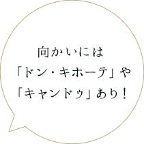 向かいには 「ドン・キホーテ」や 「キャンドゥ」あり！