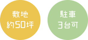 敷地約50坪 駐車3台可