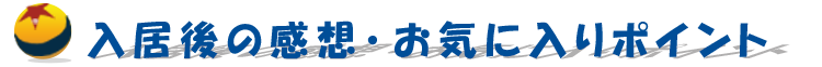 入居後の感想・お気に入りポイント