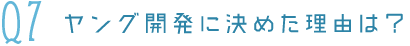 Q7ヤング開発に決めた理由は？